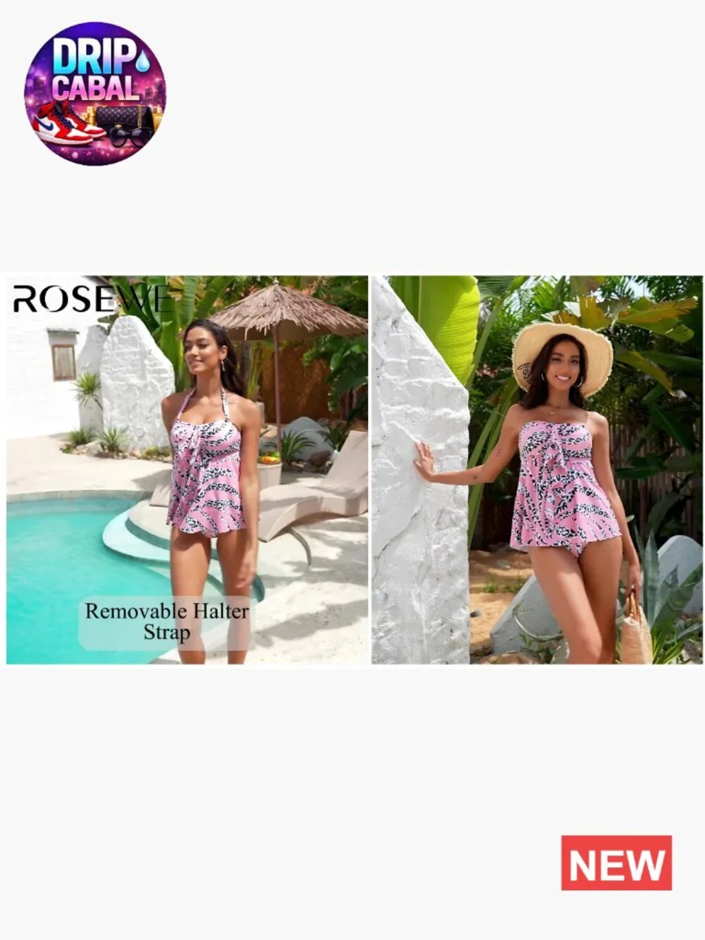 Two Piece Tankini Swimsuit with Bandeau Top and Briefs